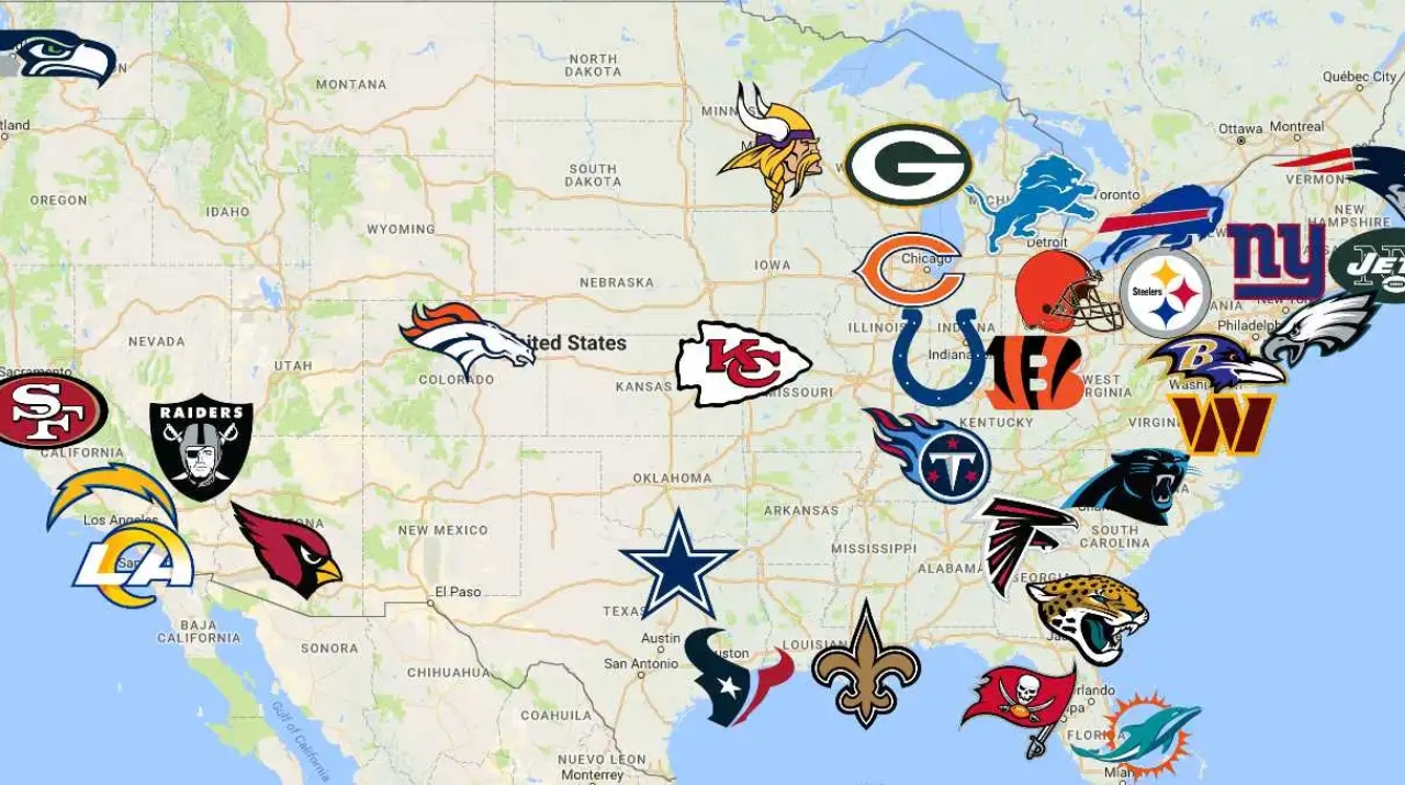 Mapa equipos NFL