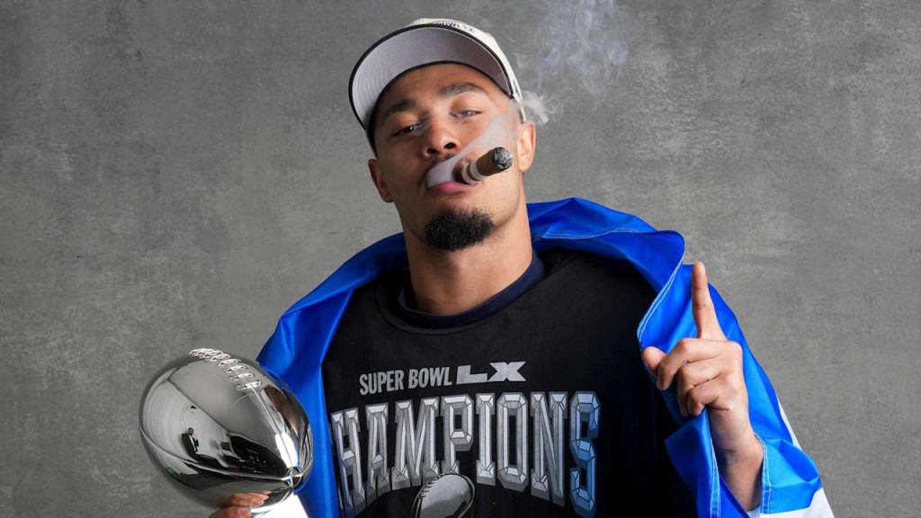 Jaxon Smith-Njigba celebrando el Super Bowl. Foto-NFL